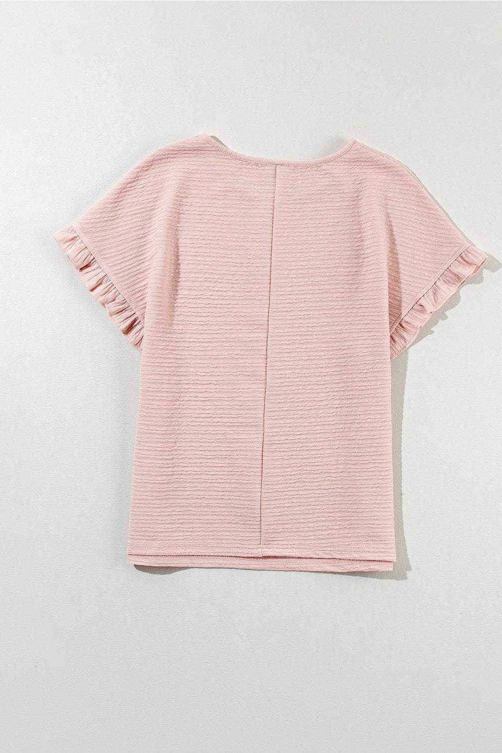 Round Neck Frill Short Sleeve T-Shirt - Trendsi - Flyclothing LLC