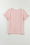 Round Neck Frill Short Sleeve T-Shirt - Trendsi - Flyclothing LLC