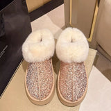 Sequin Round Toe Platform Boots - Trendsi - Flyclothing LLC
