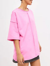 Round Neck Half Sleeve T-Shirt - Trendsi - Flyclothing LLC