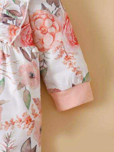 Ruffled Floral Round Neck Jumpsuit with Headband - Trendsi - Flyclothing LLC