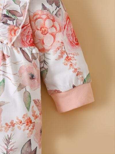 Ruffled Floral Round Neck Jumpsuit with Headband - Trendsi - Flyclothing LLC