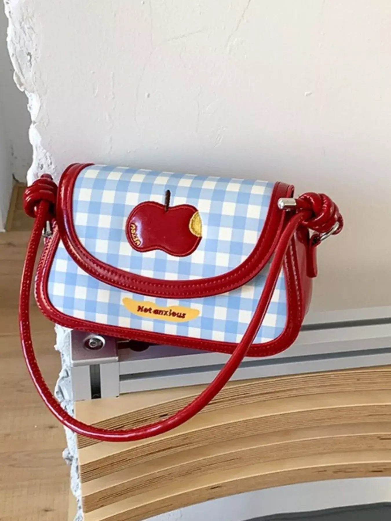 Apple Gingham Shoulder Bag - Trendsi - Flyclothing LLC