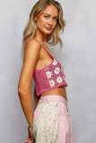 POL Floral Pattern Crochet Cropped Cami with Scalloped Edge - Trendsi - Flyclothing LLC