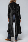 Slit Back Open Front Cardigan - Trendsi