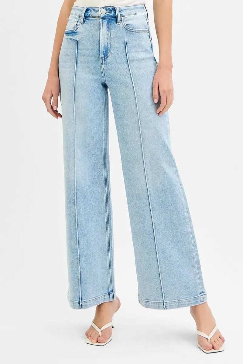 RISEN Full Size High Waist Wide Leg Pintuck Detailed Plus Size - Trendsi - Flyclothing LLC