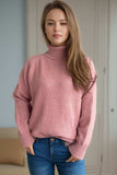 Ribbed Turtleneck Raglan Sleeve Sweater - Trendsi - Flyclothing LLC