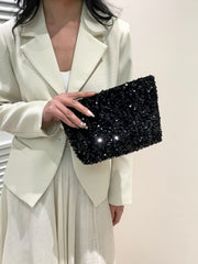 Sequin Clutch with Zipper - Trendsi