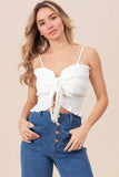 BiBi Ruffled Smocked Ribbon Detail Cami - Trendsi - Flyclothing LLC
