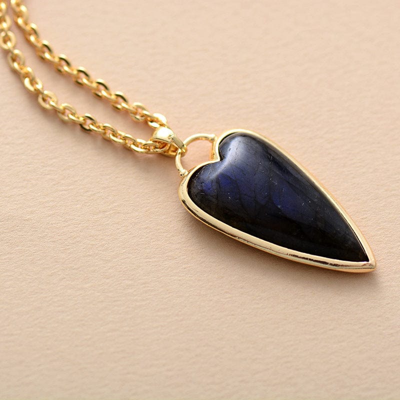 Copper Labradorite Heart Shape Necklace - Trendsi