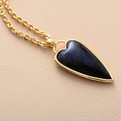 Copper Labradorite Heart Shape Necklace - Trendsi