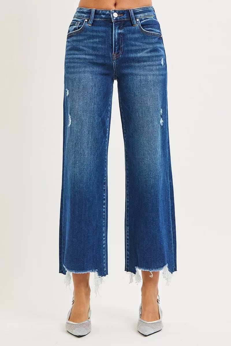 RISEN High Rise Crop Wide Leg Jeans - Trendsi - Flyclothing LLC