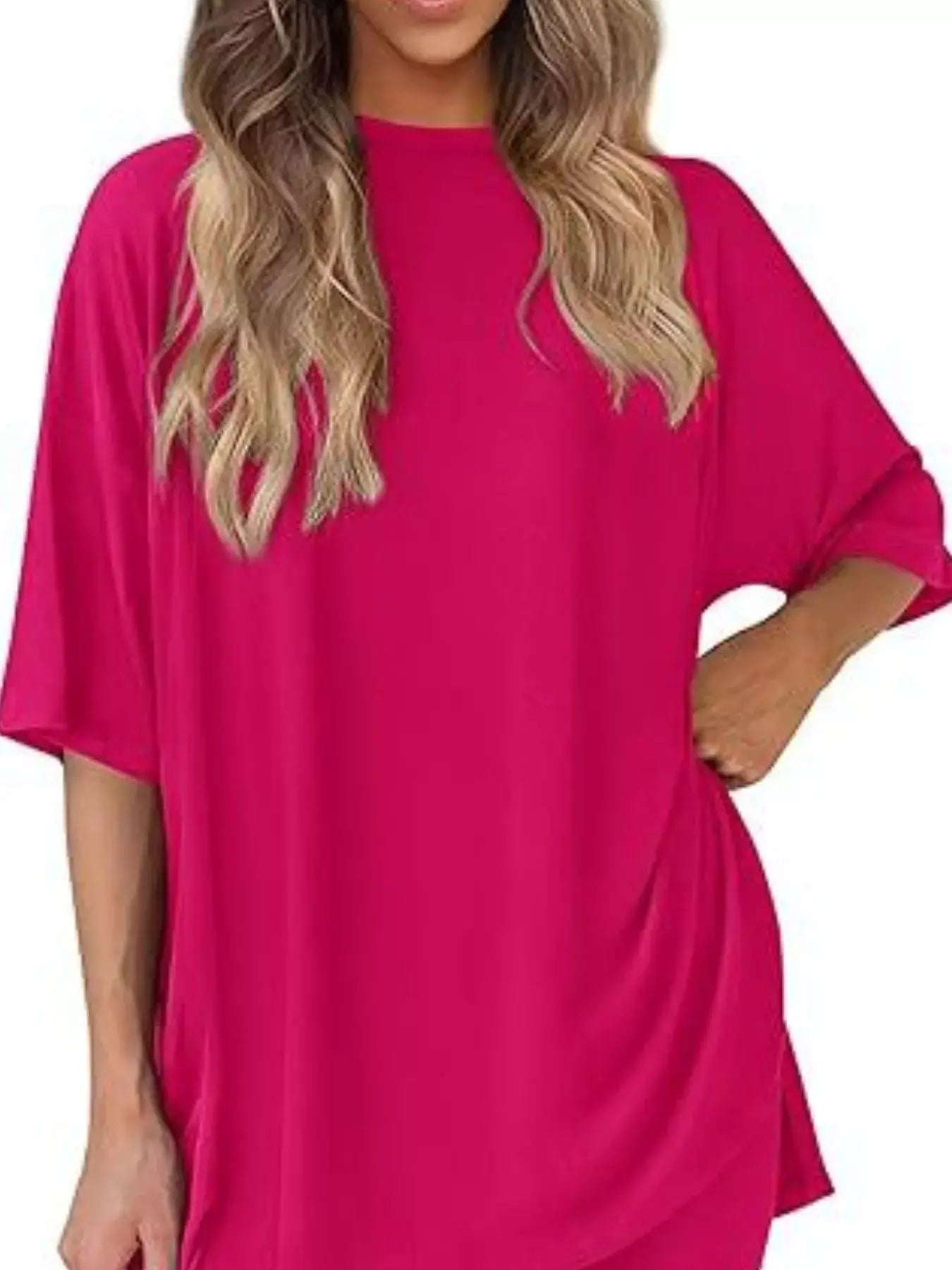 Full Size Half Sleeve T-Shirt and Shorts Set Plus Size - Trendsi - Flyclothing LLC