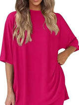Full Size Half Sleeve T-Shirt and Shorts Set Plus Size - Trendsi - Flyclothing LLC