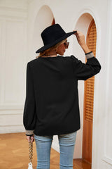 Contrast Puff Sleeve Blouse - Trendsi - Flyclothing LLC