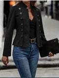 Decorative Button Open Front Long Sleeve Jacket - Trendsi - Flyclothing LLC
