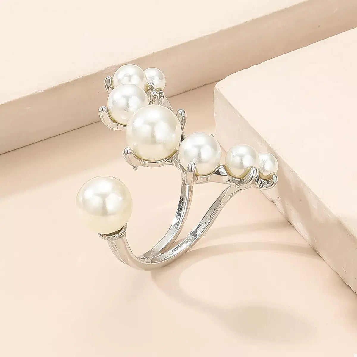 Alloy Pearl Open Ring - Trendsi - Flyclothing LLC
