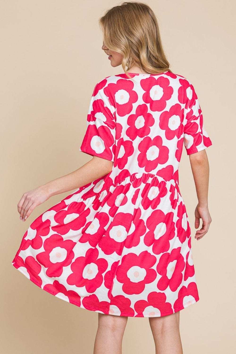 BOMBOM Flower Print Ruched Dress - Trendsi - Flyclothing LLC