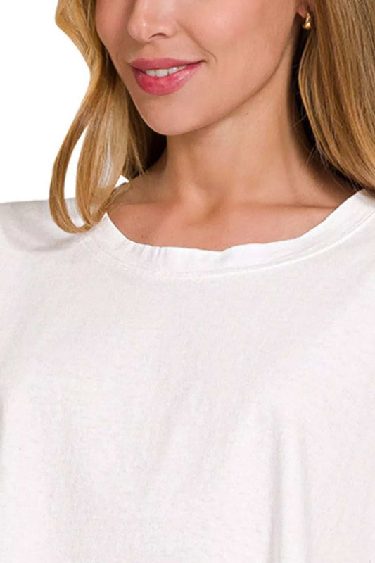 Zenana Premium Cotton Oversized Round Neck Box T-Shirt - Trendsi - Flyclothing LLC