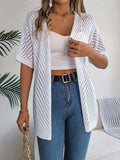 Openwork Open Front Half Sleeve Cardigan - Trendsi - Flyclothing LLC