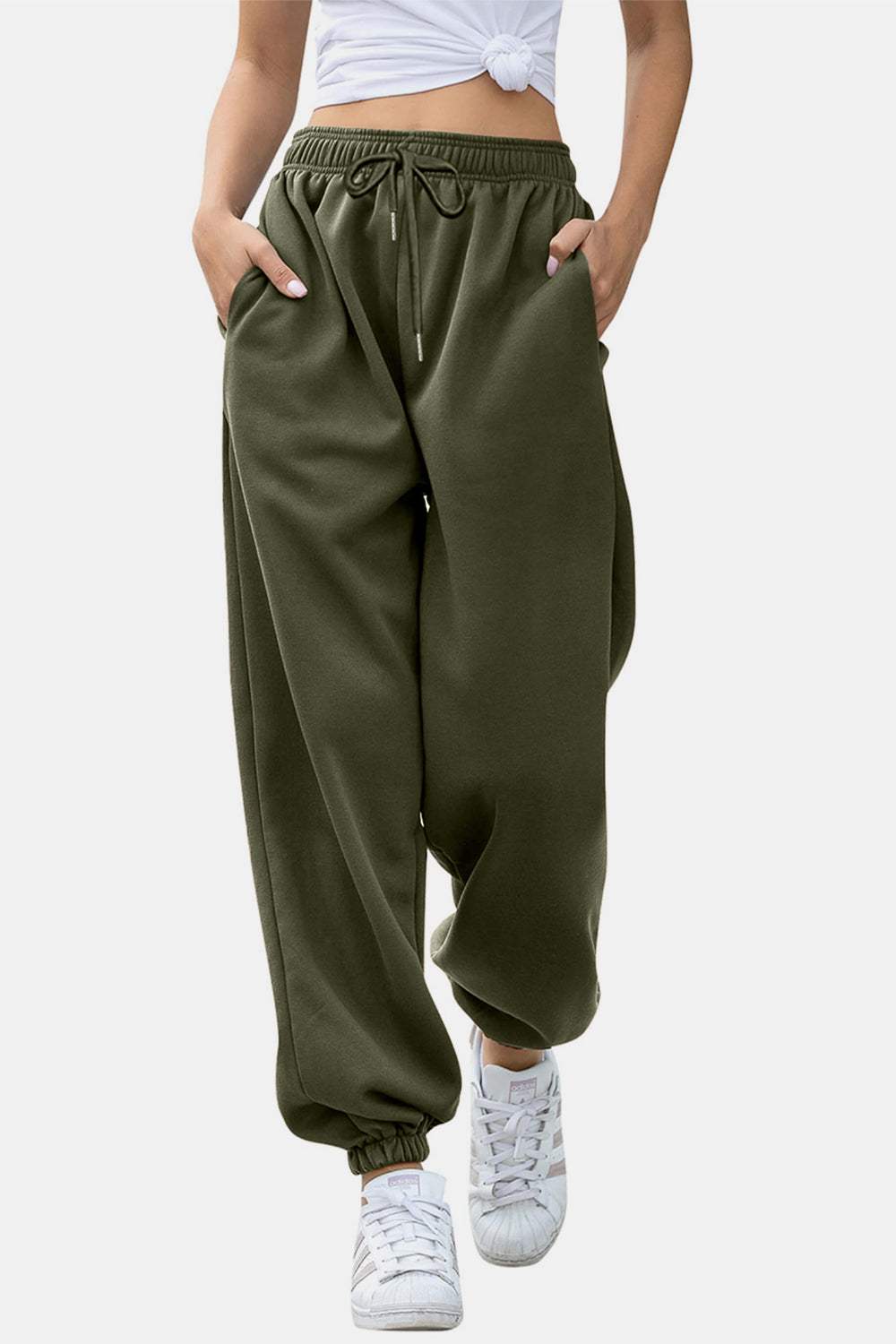 Elastic Waist Joggers with Pockets - Trendsi - Flyclothing LLC