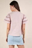 VERY J Lace Trim Sleeve Top - Trendsi