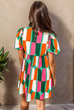 Color Block Round Neck Short Sleeve Dress - Trendsi