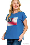 Zenana US Flag Round Neck Short Sleeve T-Shirt - Trendsi - Flyclothing LLC