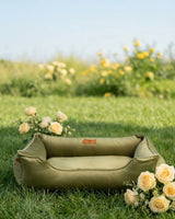 Chester & Lee | Vibrant Velvet Sleeper Dog Bed Olive - Chester & Lee - Flyclothing LLC