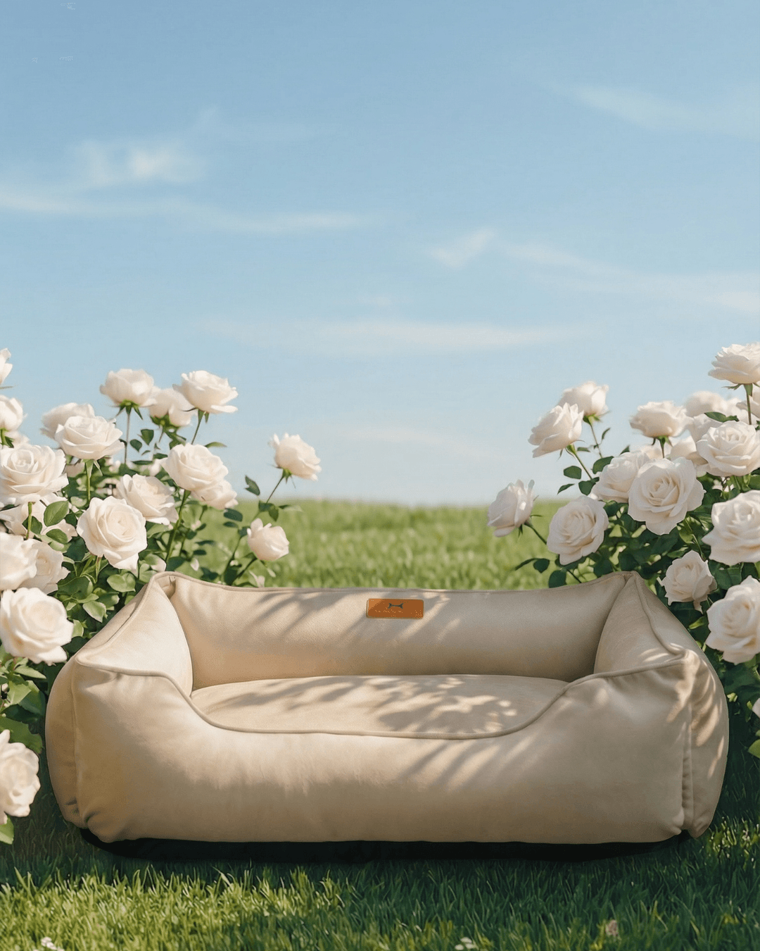 Chester & Lee | Classic Velvet Sleeper Dog Bed Beige - Chester & Lee - Flyclothing LLC