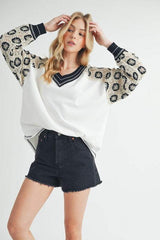 Aemi+Co Crochet Contrast Stitching V Neck Top - Trendsi - Flyclothing LLC