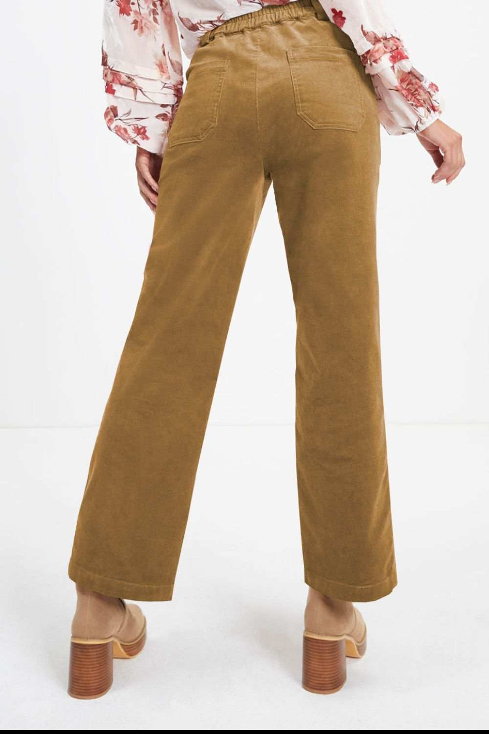 Half Elastic Waist Straight Pants - Trendsi - Flyclothing LLC