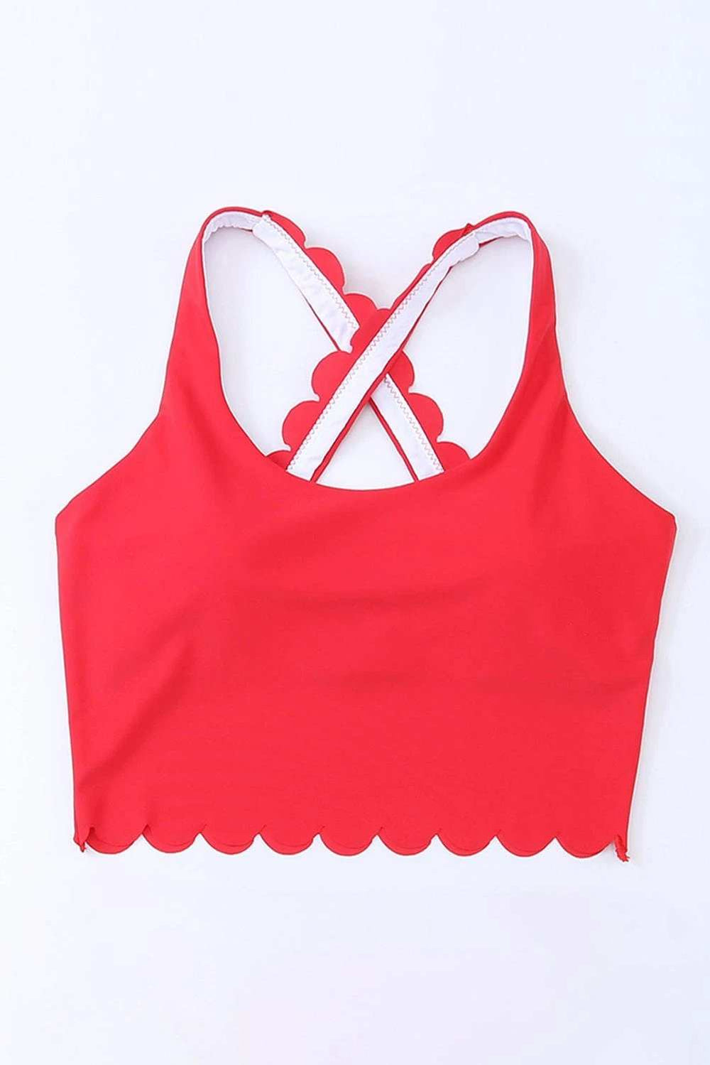 Crisscross Scoop Neck Swim Top - Trendsi - Flyclothing LLC