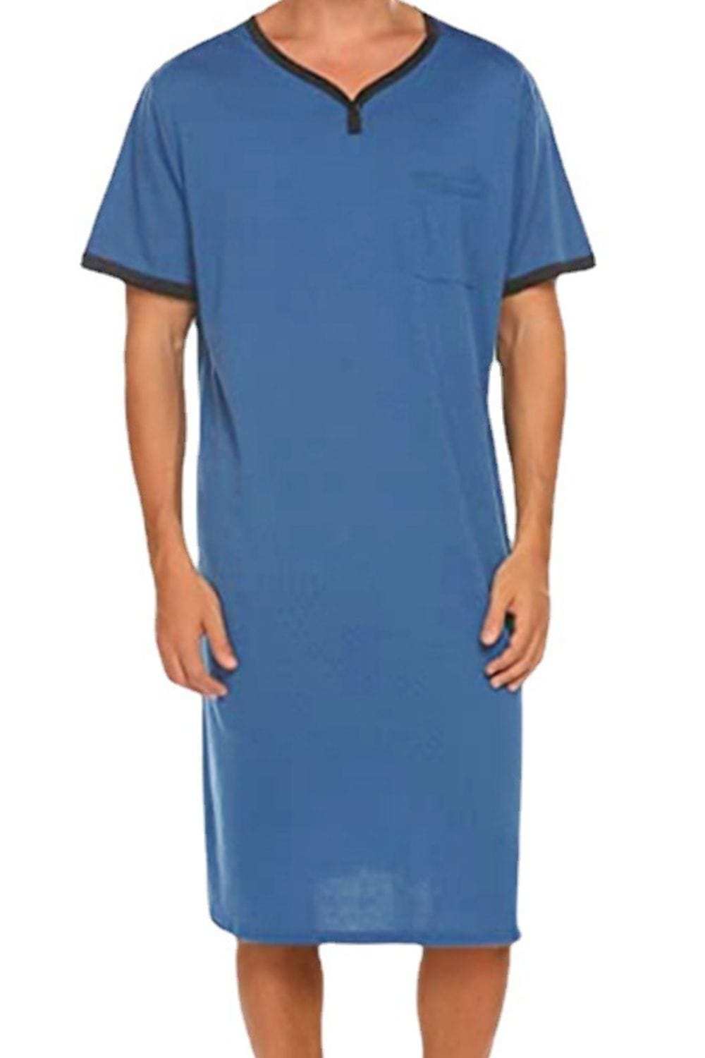 Men's Plus Size Contrast Trim Short Sleeve Lounge Tee Dress - Trendsi - Flyclothing LLC