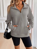 Ivy Lane Half Zip Raglan Sleeve Sweatshirt - Trendsi