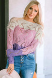 Color Block Hollow Boat Neck Sweater - Trendsi - Flyclothing LLC