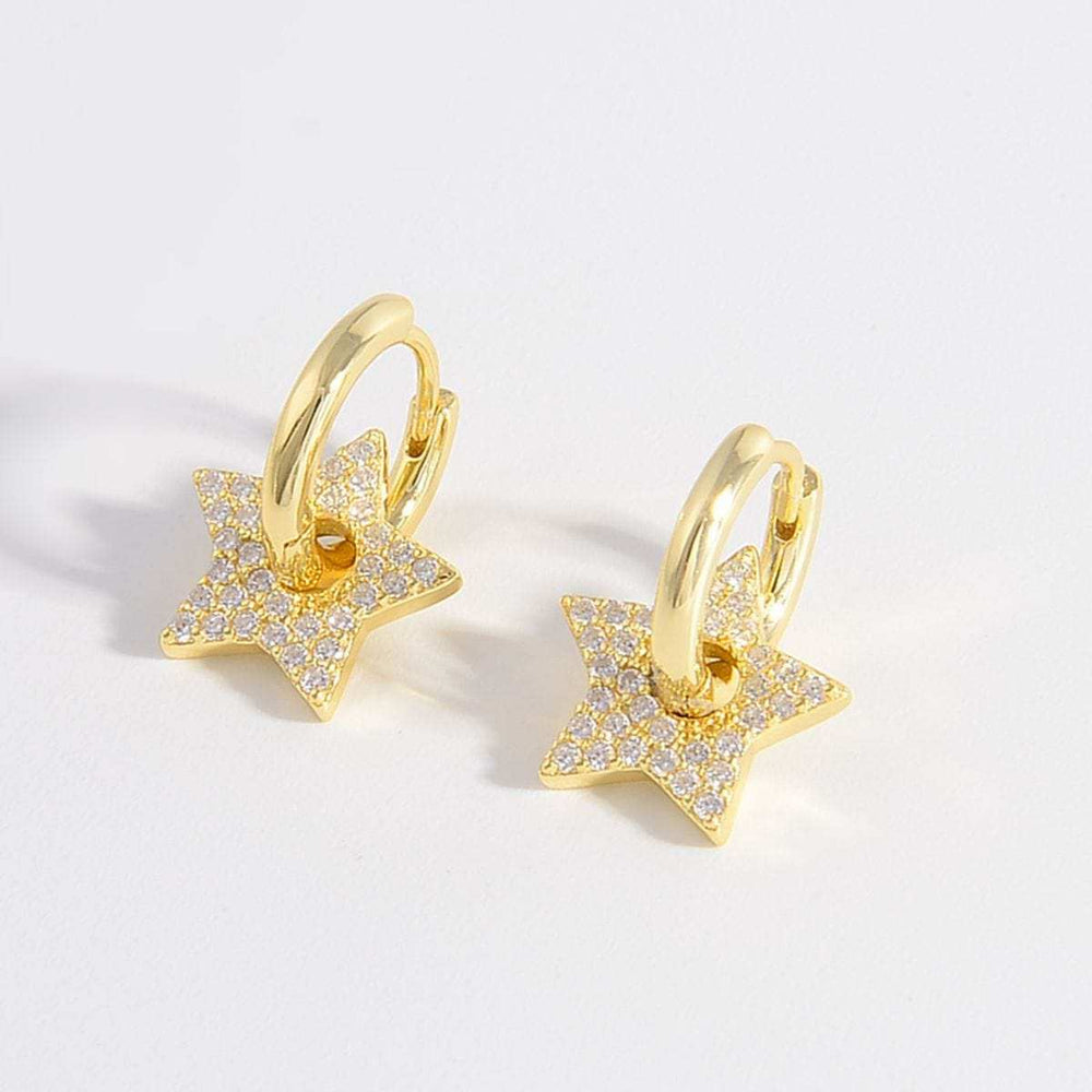 925 Sterling Silver Zircon Star Earrings - Trendsi - Flyclothing LLC