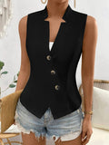 Button Up Surplice Vest - Trendsi