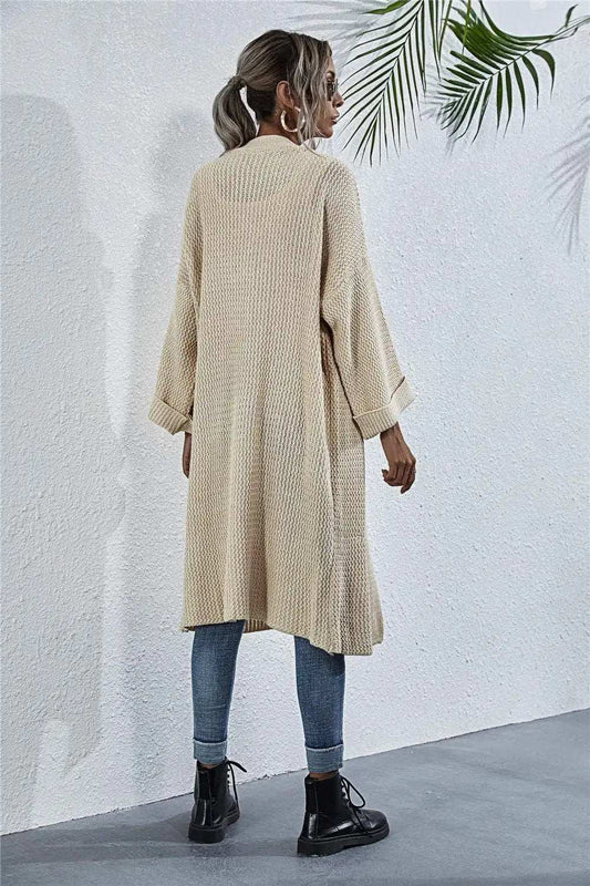 Open Front Long Sleeve Cardigan - Trendsi - Flyclothing LLC
