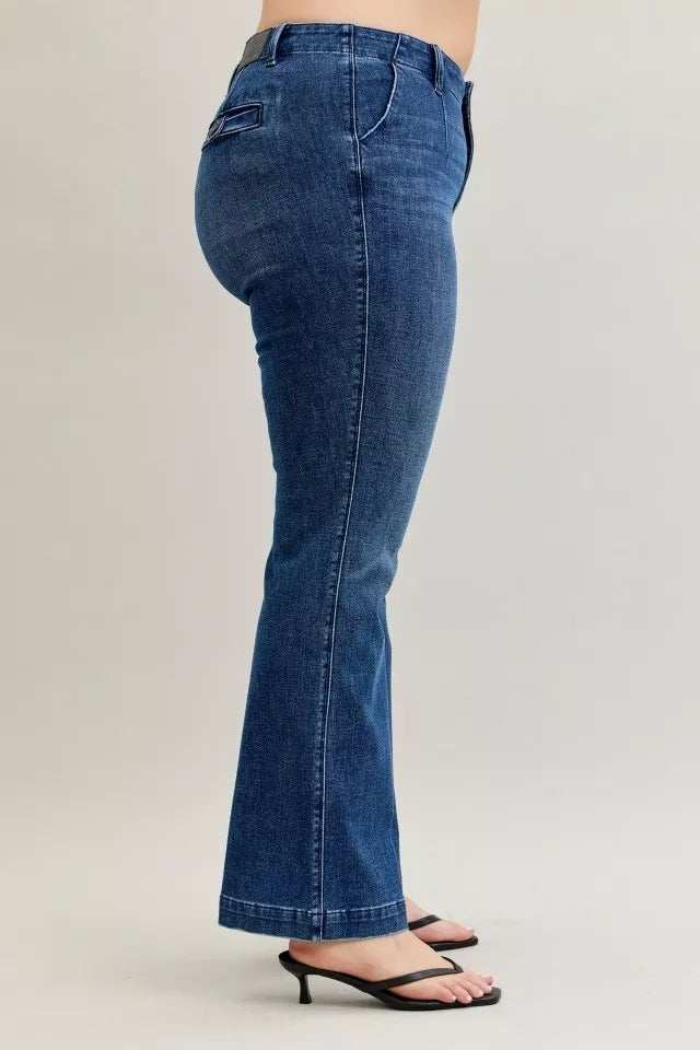Judy Blue Full Size Mid Rise Bootcut Jeans with Welt Pockets Plus Size - Trendsi - Flyclothing LLC