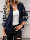 Printed Zip Up Long Sleeve Jacket - Trendsi