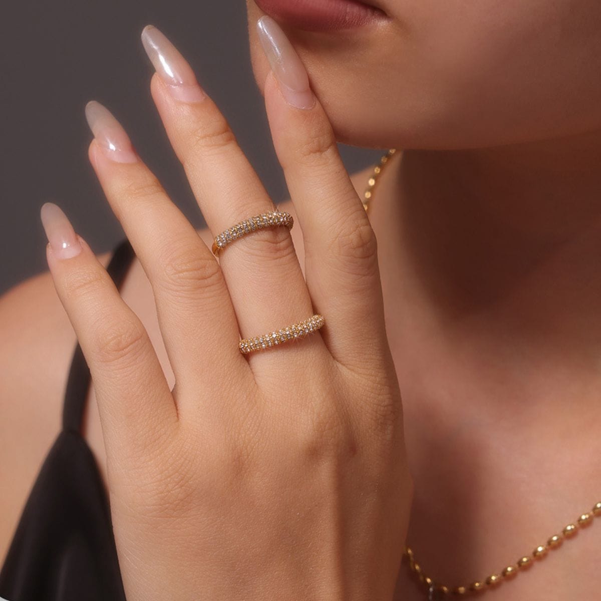 18K Gold-Plated Inlaid Zircon Ring - Trendsi