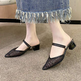 Point Toe Block Heel Sandals - Trendsi - Flyclothing LLC