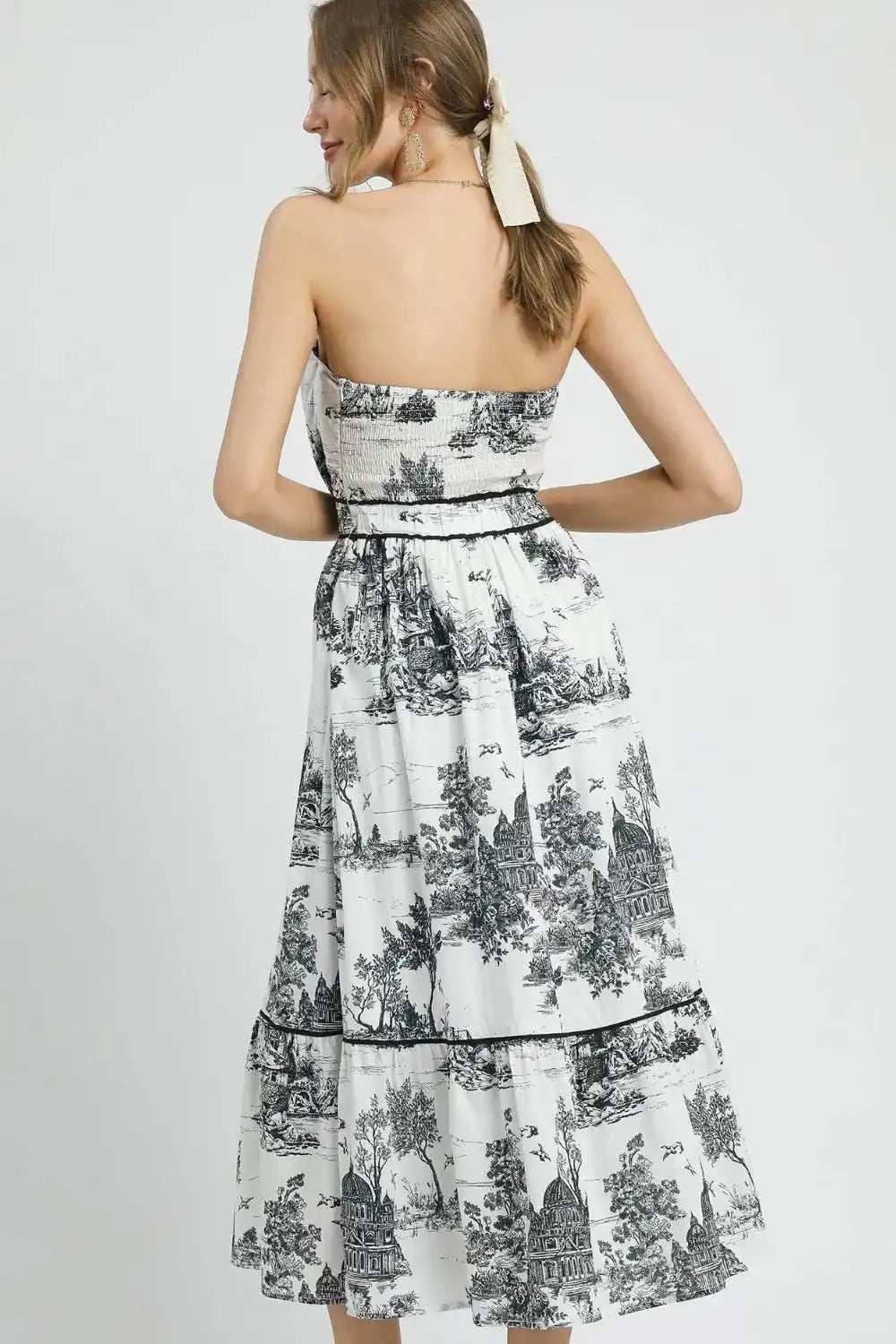 Umgee Printed Tiered Tube Midi Dress - Trendsi - Flyclothing LLC