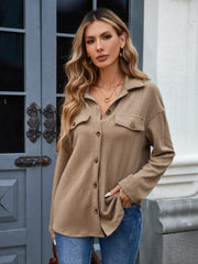 Button Down Long Sleeve Shirt - Trendsi