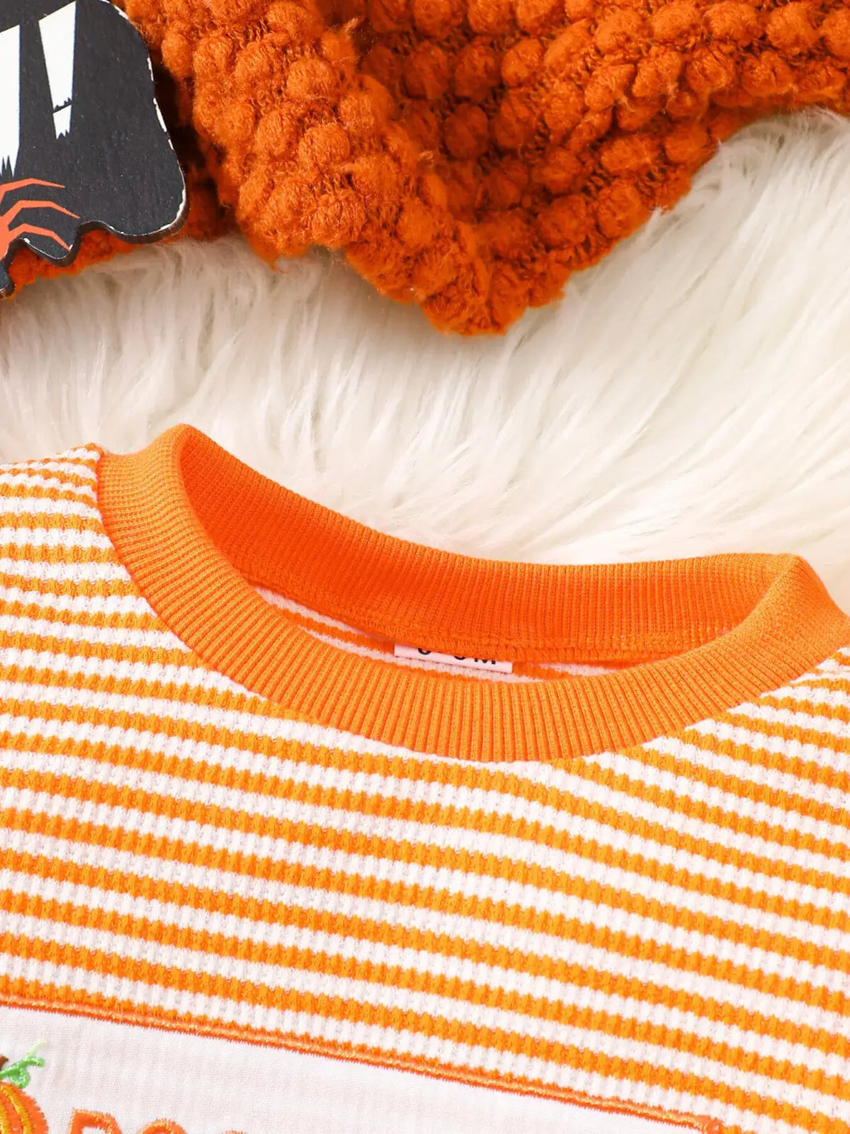 Children's Halloween Pumpkin Striped Long Sleeve Pajama Set - Trendsi - Flyclothing LLC