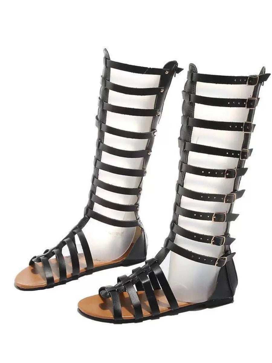 Strappy Sandals with Multiple Buckles - Trendsi - Flyclothing LLC