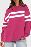 Lovelet Striped Round Neck Dropped Shoulder Sweatshirt - Trendsi - Flyclothing LLC