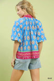 Umgee Boho Border Print Peasant Top - Trendsi - Flyclothing LLC