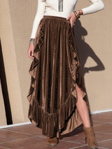 Ruffle Trim Wide Leg Slit Pants - Trendsi - Flyclothing LLC